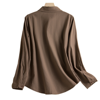 Cămașă brodată cu mâneci lungi, tăiere tridimensională, guler de cămașă, primăvara 2024, croială lejeră