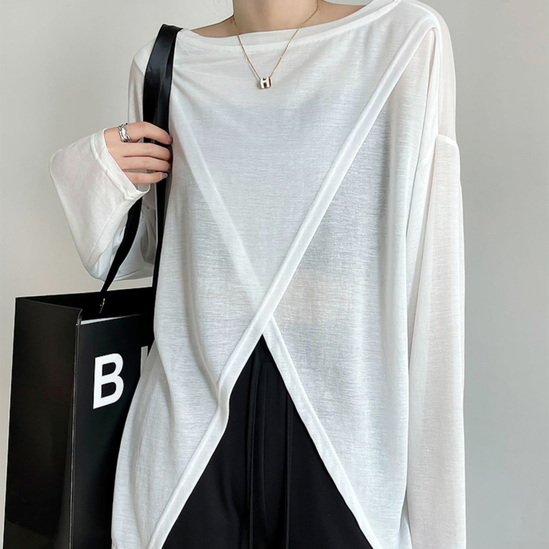 Δροσερό καλοκαιρινό πουκάμισο προστασίας από τον ήλιο με μακριά μανίκια, pull-over, λεπτό πολυεστερικό ύφασμα, μεσαίου μήκους