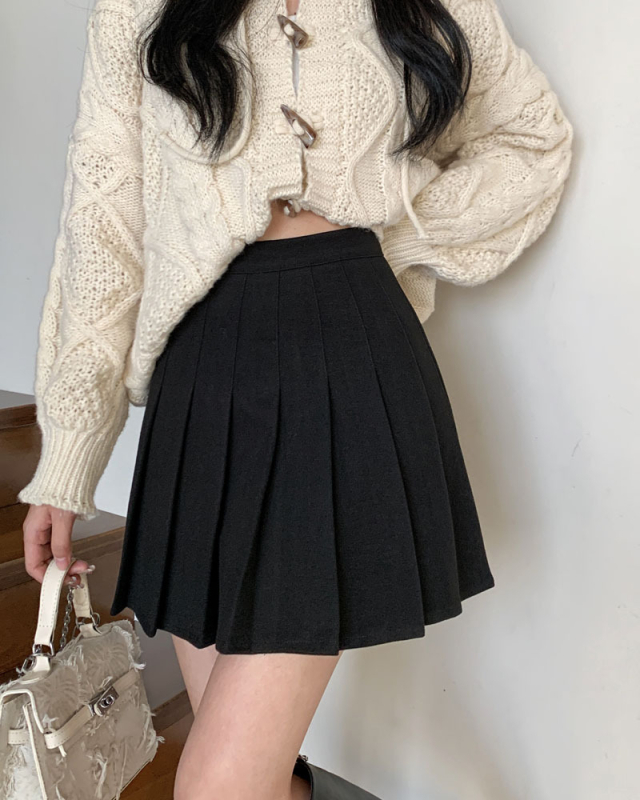 Fustă plisată din amestec de lână, micro-elastică, colecția iarna 2025, stil Suroră Regală