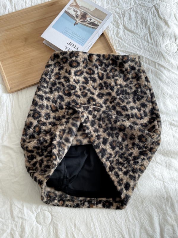 Ženska suknja s leopard printom, A-linija, srednja duljina, pamukova mješavina materijala, zima 2025
