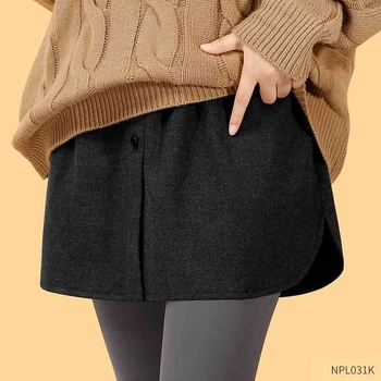 Hanorac de iarnă cu design care acoperă șoldurile și bază stratificată, fustă evazată detaliu, țesătură mercerizată, amestec lână-poliester, Primăvara 2025