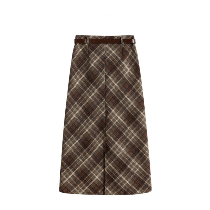 Fustă Tip A, țesătură din lână, stil elegant pentru naveta zilnică, iarna 2025