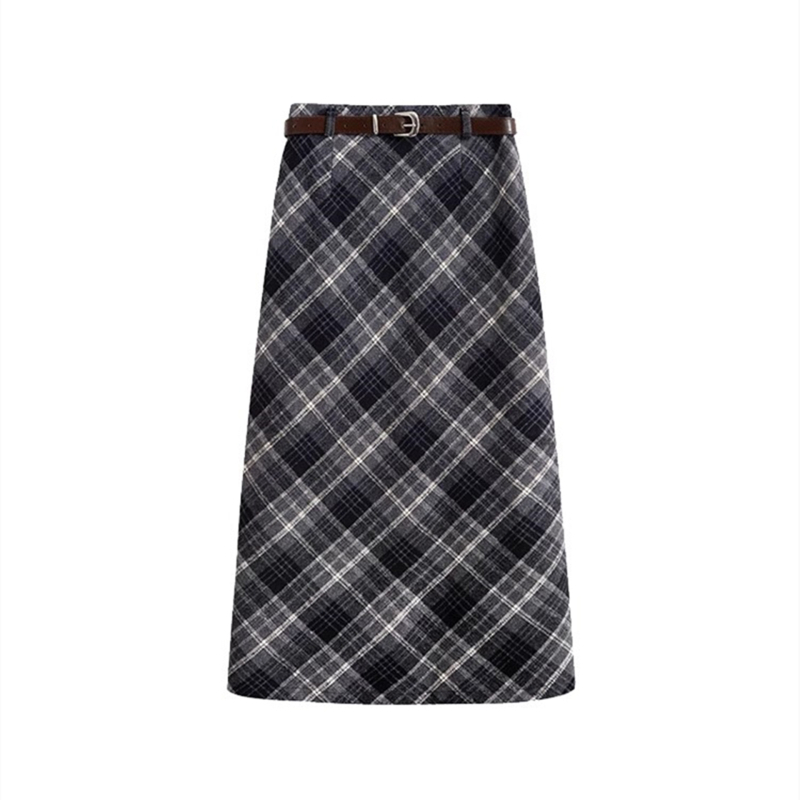 Fustă Tip A, țesătură din lână, stil elegant pentru naveta zilnică, iarna 2025