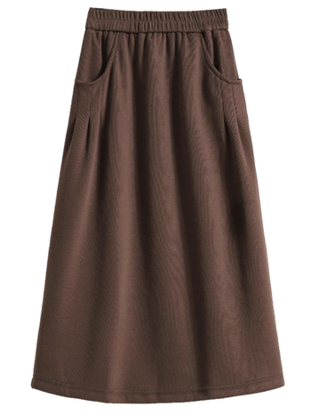 Fustă în linie A, lungime medie, talie elastică, material poliester 95%+