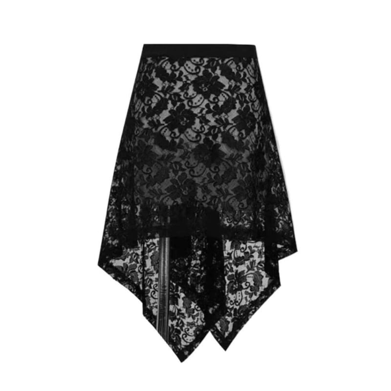 Fustă midi dantelă cu model floral rupt, poliester cu elastan până la 30%, vara 2025