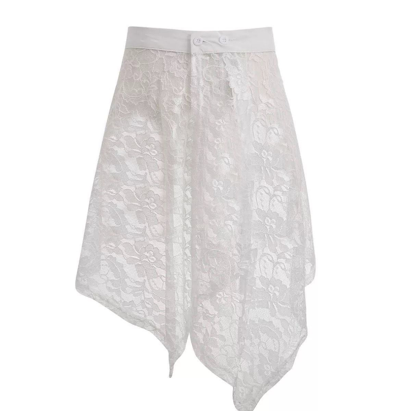 Fustă midi dantelă cu model floral rupt, poliester cu elastan până la 30%, vara 2025