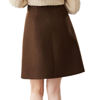 Fustă din lână, croială A-line, talie înaltă, culoare solidă, nasturi și fermoar, primăvară 2025