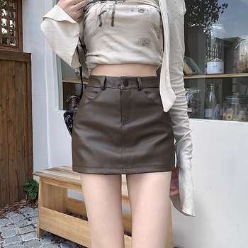 Fustă A-line scurtă, cu fermoar și nasturi, material acrilic, iarnă 2023