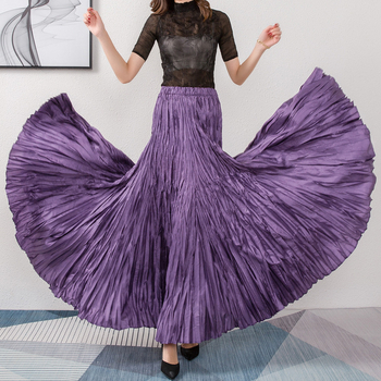 Fustă plisată din chiffon, talie înaltă cu elastic, culoare solidă, 95% poliester, vară 2025