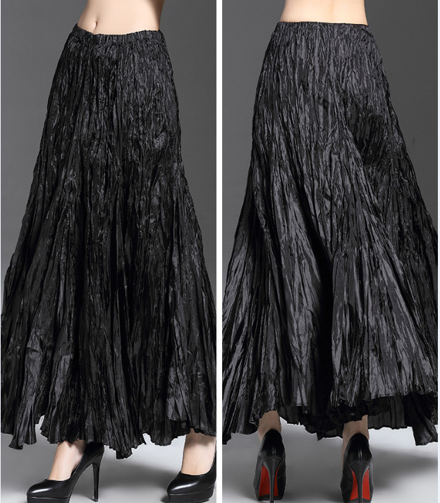 Fustă plisată din chiffon, talie înaltă cu elastic, culoare solidă, 95% poliester, vară 2025