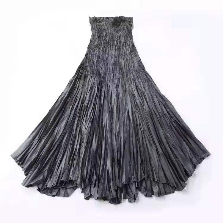 Fustă plisată din chiffon, talie înaltă cu elastic, culoare solidă, 95% poliester, vară 2025