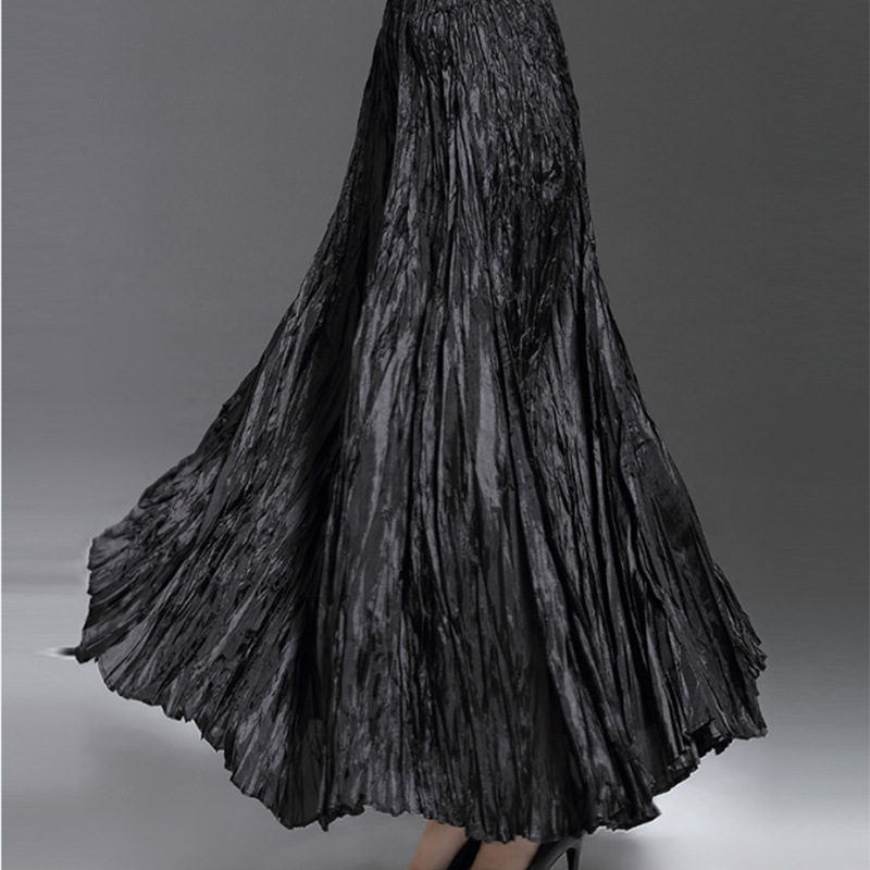 Fustă plisată din chiffon, talie înaltă cu elastic, culoare solidă, 95% poliester, vară 2025