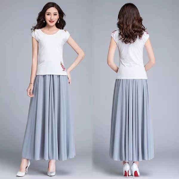 Fustă în linie A, Șifon de înaltă calitate, Material șifon, Rochie lungă, Colaj cusut