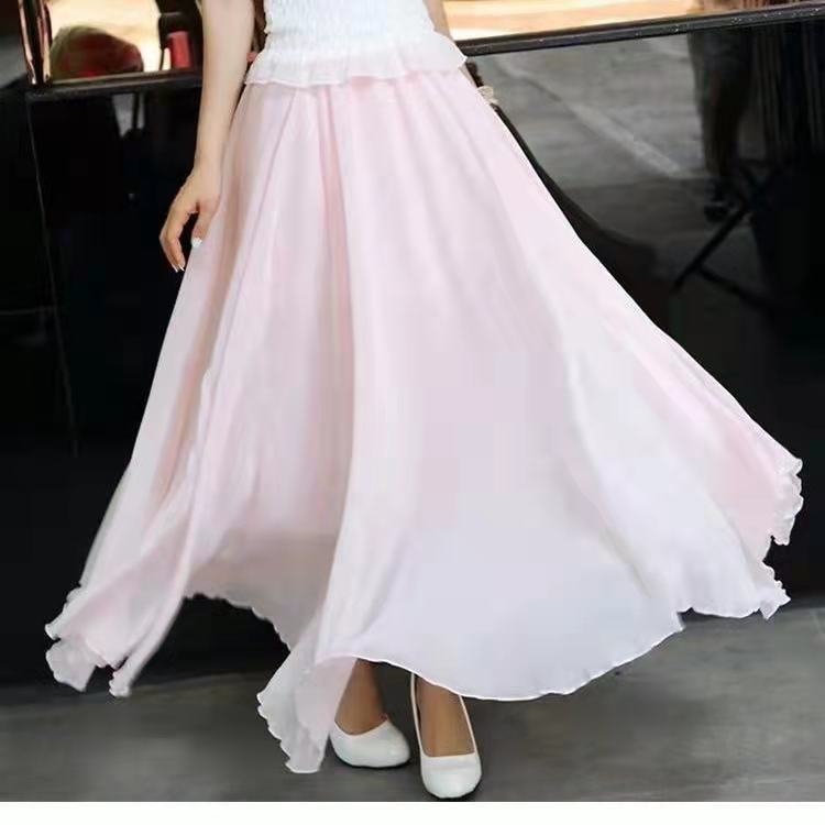 Fustă în linie A, Șifon de înaltă calitate, Material șifon, Rochie lungă, Colaj cusut