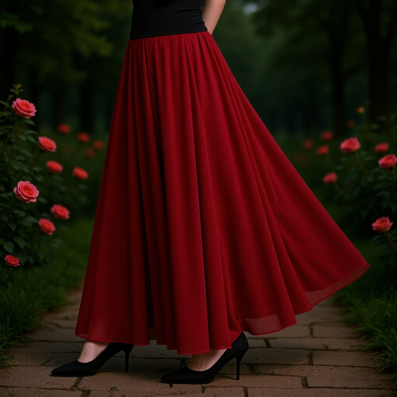 Fustă în linie A, Șifon de înaltă calitate, Material șifon, Rochie lungă, Colaj cusut