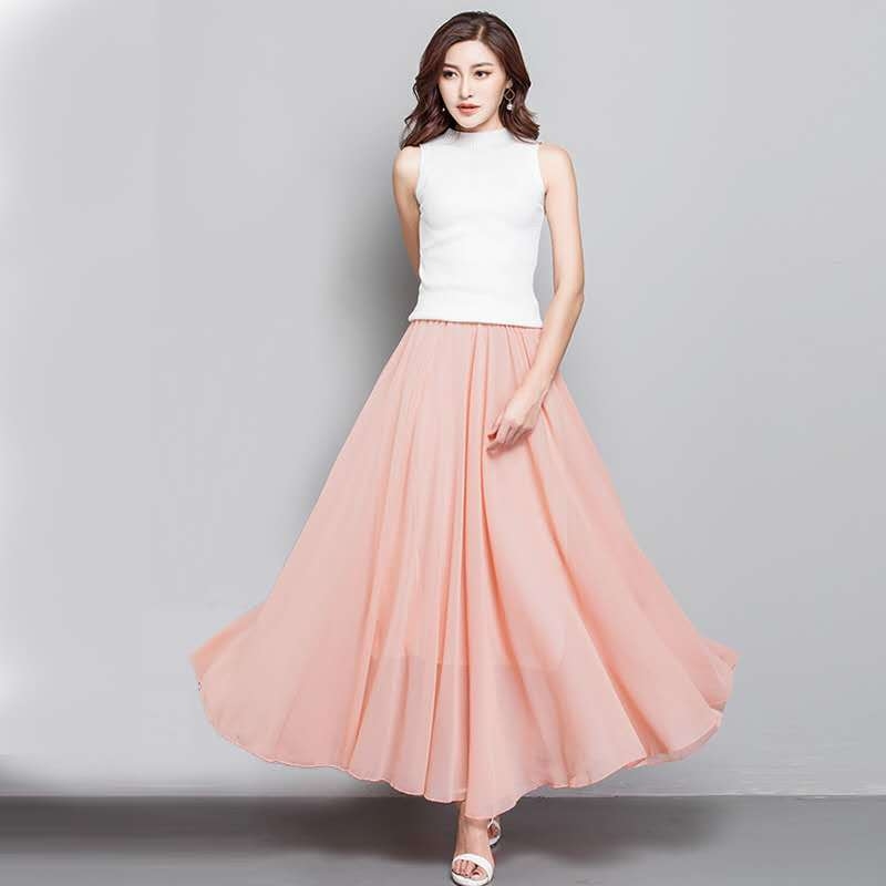 Fustă în linie A, Șifon de înaltă calitate, Material șifon, Rochie lungă, Colaj cusut