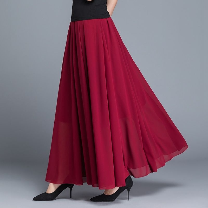 Fustă în linie A, Șifon de înaltă calitate, Material șifon, Rochie lungă, Colaj cusut