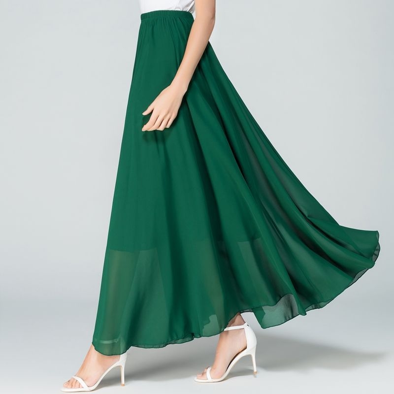 Fustă în linie A, Șifon de înaltă calitate, Material șifon, Rochie lungă, Colaj cusut