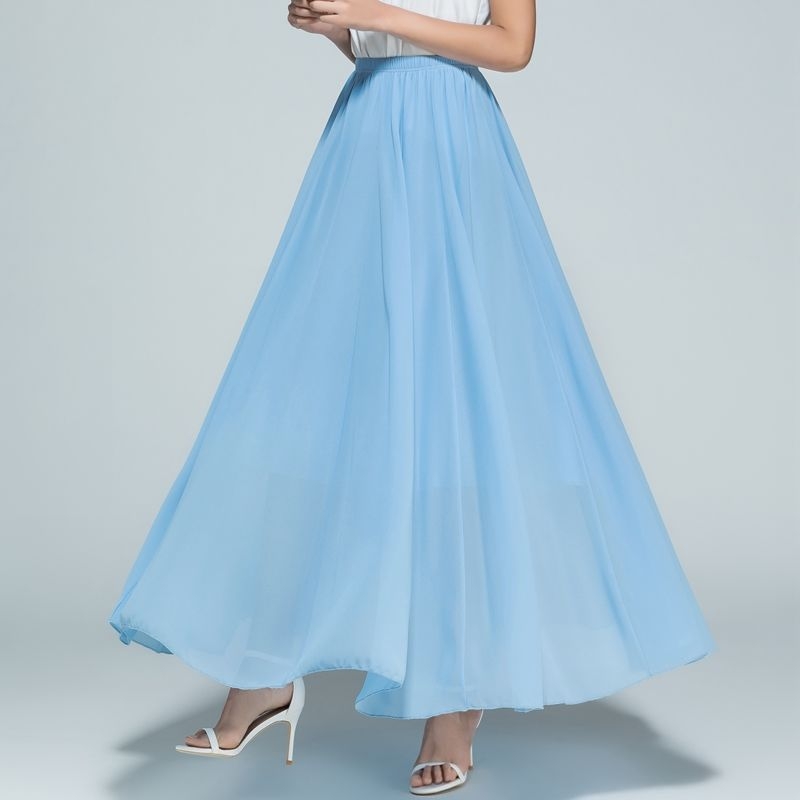 Fustă în linie A, Șifon de înaltă calitate, Material șifon, Rochie lungă, Colaj cusut