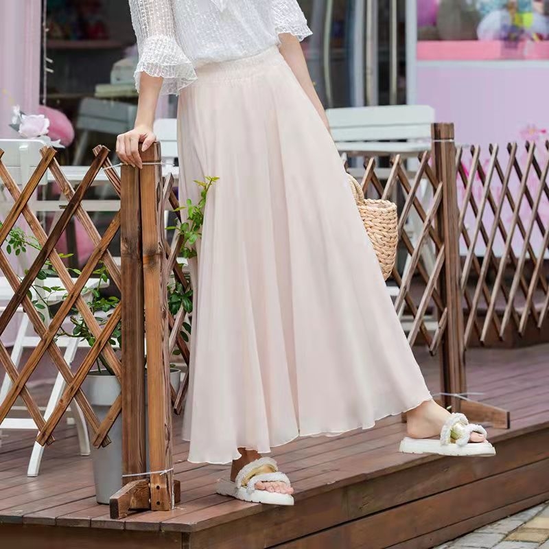 Fustă în linie A, Șifon de înaltă calitate, Material șifon, Rochie lungă, Colaj cusut