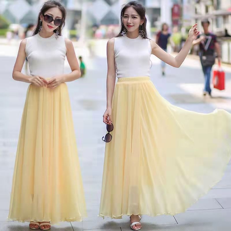 Fustă în linie A, Șifon de înaltă calitate, Material șifon, Rochie lungă, Colaj cusut