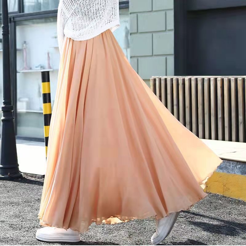 Fustă în linie A, Șifon de înaltă calitate, Material șifon, Rochie lungă, Colaj cusut