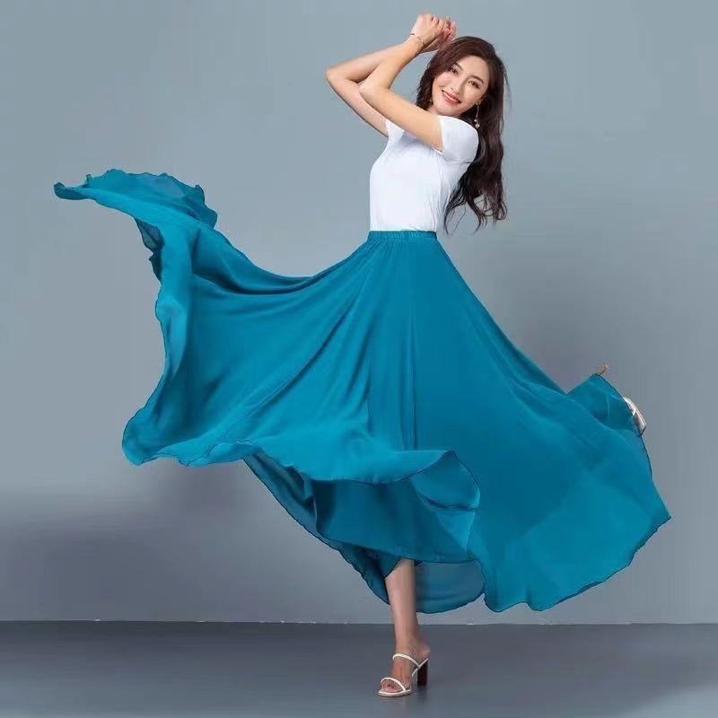 Fustă în linie A, Șifon de înaltă calitate, Material șifon, Rochie lungă, Colaj cusut