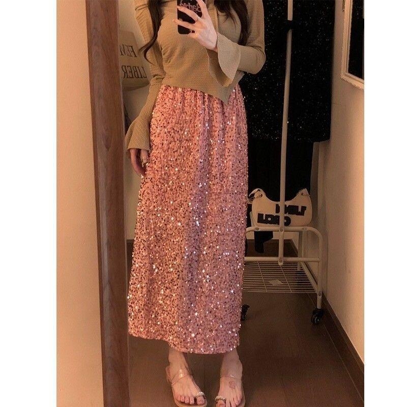 Baršunasta duga suknja, uski kroj, gradski stil, 95% poliester