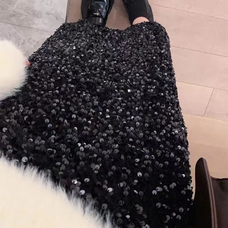 Baršunasta duga suknja, uski kroj, gradski stil, 95% poliester