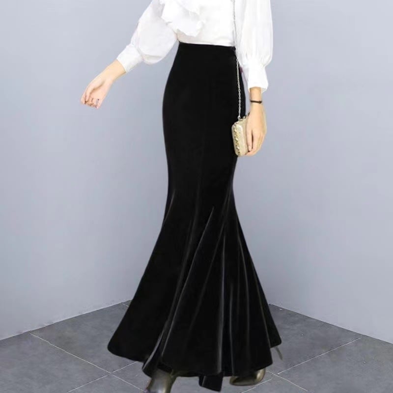 Fustă sirenă cu model 3D, Amestec poliester-Spandex (50-70%), Lungime medie, Toamnă 2024