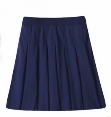 Plisirana midi suknja, visokim strukom, fakultetski stil, poliester