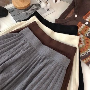 Kötött plisírozott A-vonalú szoknya magas derekú – 2025 tavasz