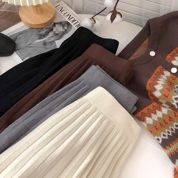 Kötött plisírozott A-vonalú szoknya magas derekú – 2025 tavasz