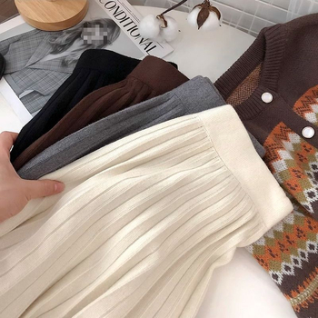 Kötött plisírozott A-vonalú szoknya magas derekú – 2025 tavasz