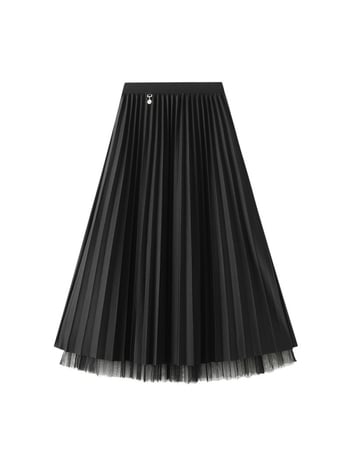 Redőzött midi szoknya, viszkóz szövet, poliészter 95%+, mikroelasztikus, tavasz 2025