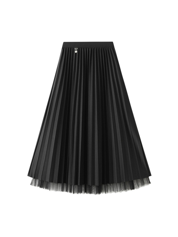 Redőzött midi szoknya, viszkóz szövet, poliészter 95%+, mikroelasztikus, tavasz 2025