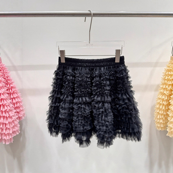 Fustă damă tip cake din plasă, talie înaltă, stil casual japonez-coreean, poliester 95%+