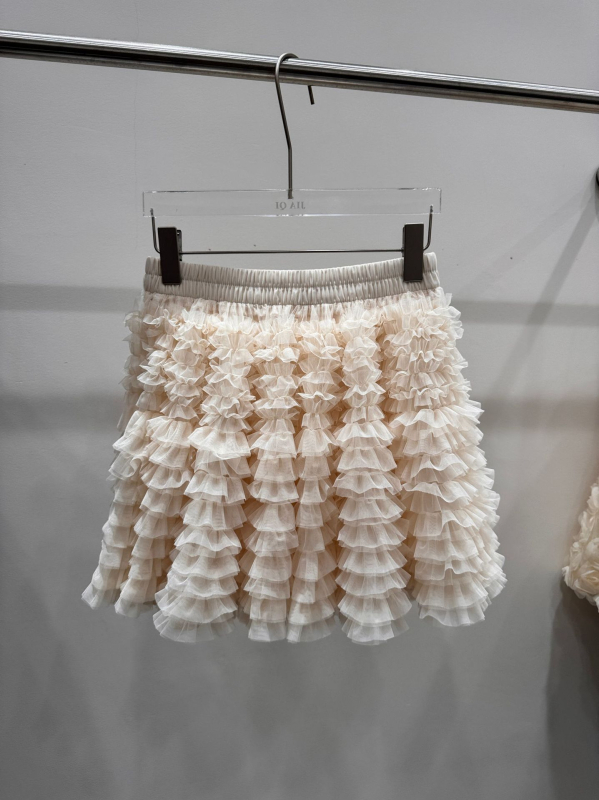 Fustă damă tip cake din plasă, talie înaltă, stil casual japonez-coreean, poliester 95%+