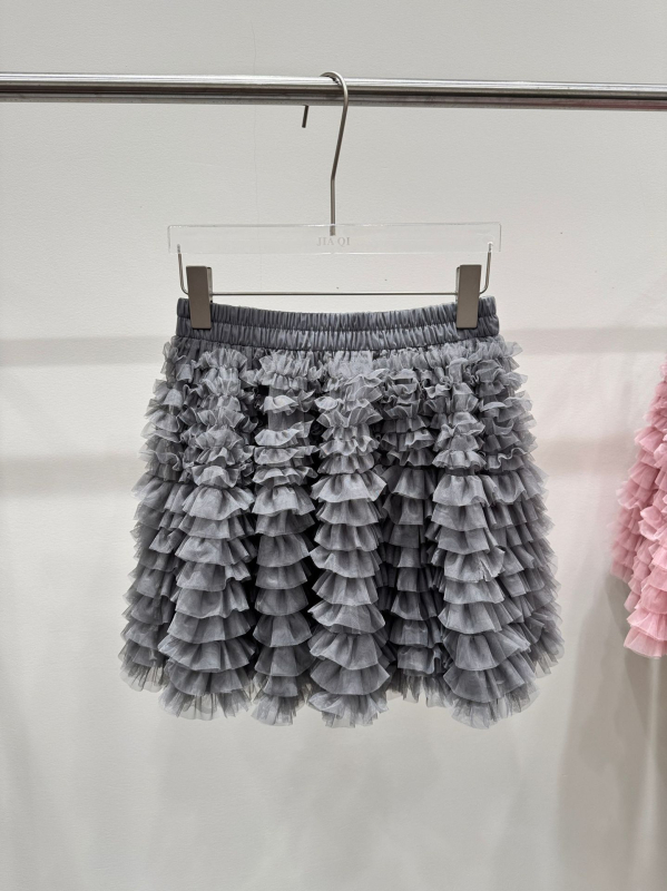 Fustă damă tip cake din plasă, talie înaltă, stil casual japonez-coreean, poliester 95%+