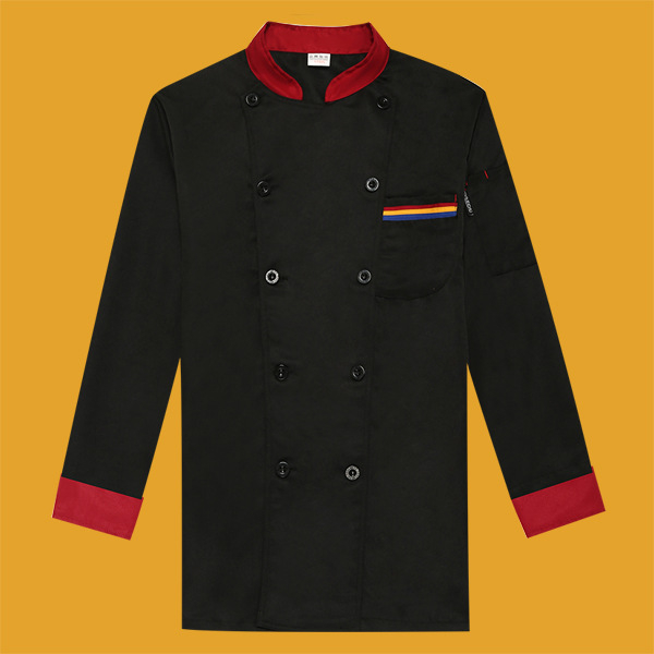 Vyrų šefų chalatas, twill audinys, 100% poliesteris, pamušalas 100% poliesteris, atsparus nešvarumams ir dezinfekcijai, keturi sezonai