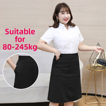 Közép hosszúságú A-vonalú irodai szoknya, nylon-spandex kötött anyag poliészter béléssel