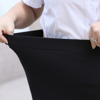 Közép hosszúságú A-vonalú irodai szoknya, nylon-spandex kötött anyag poliészter béléssel