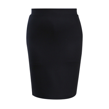 Közép hosszúságú A-vonalú irodai szoknya, nylon-spandex kötött anyag poliészter béléssel