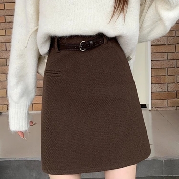 A-linijska vunena suknja, proljeće 2025, stil zvijezda, elastična tkanina