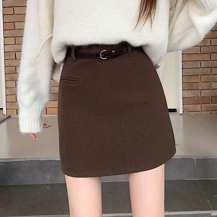 A-linijska vunena suknja, proljeće 2025, stil zvijezda, elastična tkanina