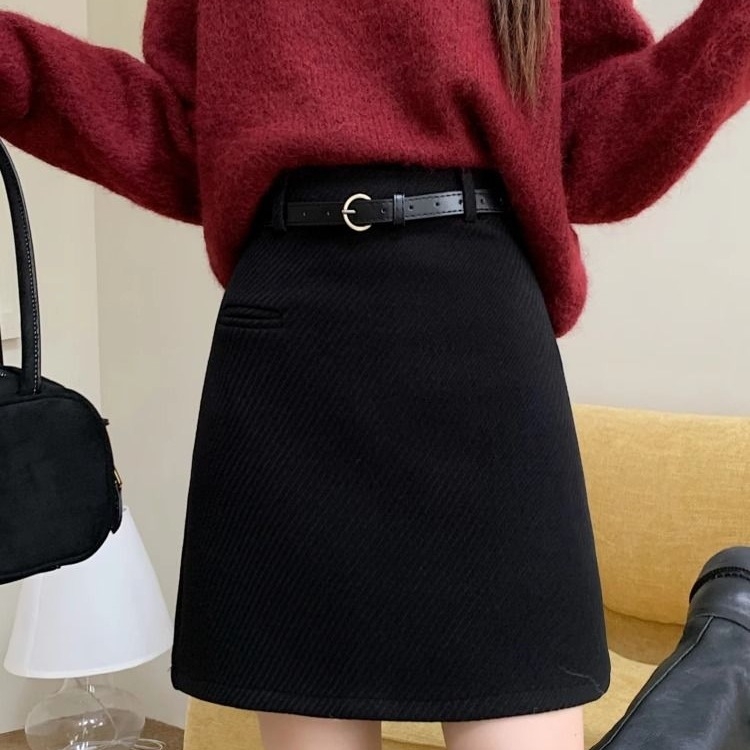 A-linijska vunena suknja, proljeće 2025, stil zvijezda, elastična tkanina