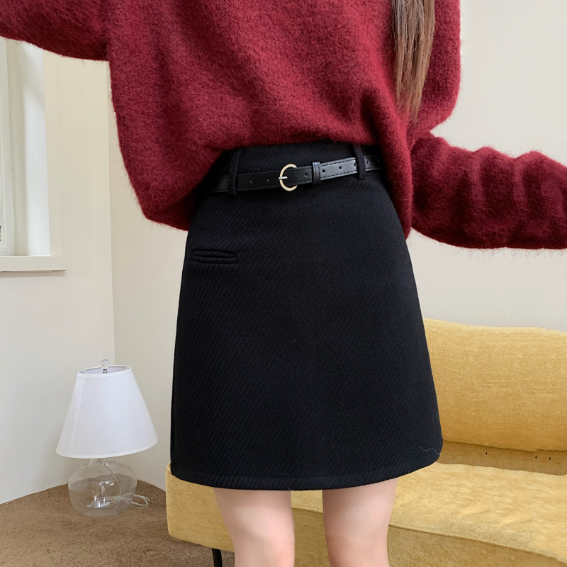 A-linijska vunena suknja, proljeće 2025, stil zvijezda, elastična tkanina