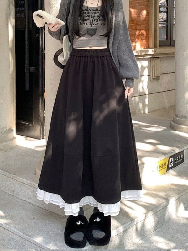 Suknja A-linije, srednja duljina, glavni sadržaj tkanine 90–95%, proljeće 2025