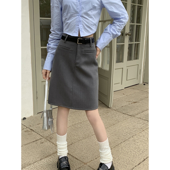 A-linijska kratka suknja od poliestera, mikroelastična, jednobojni uzorak, gradski stil