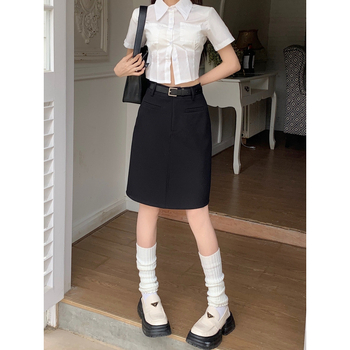 A-linijska kratka suknja od poliestera, mikroelastična, jednobojni uzorak, gradski stil